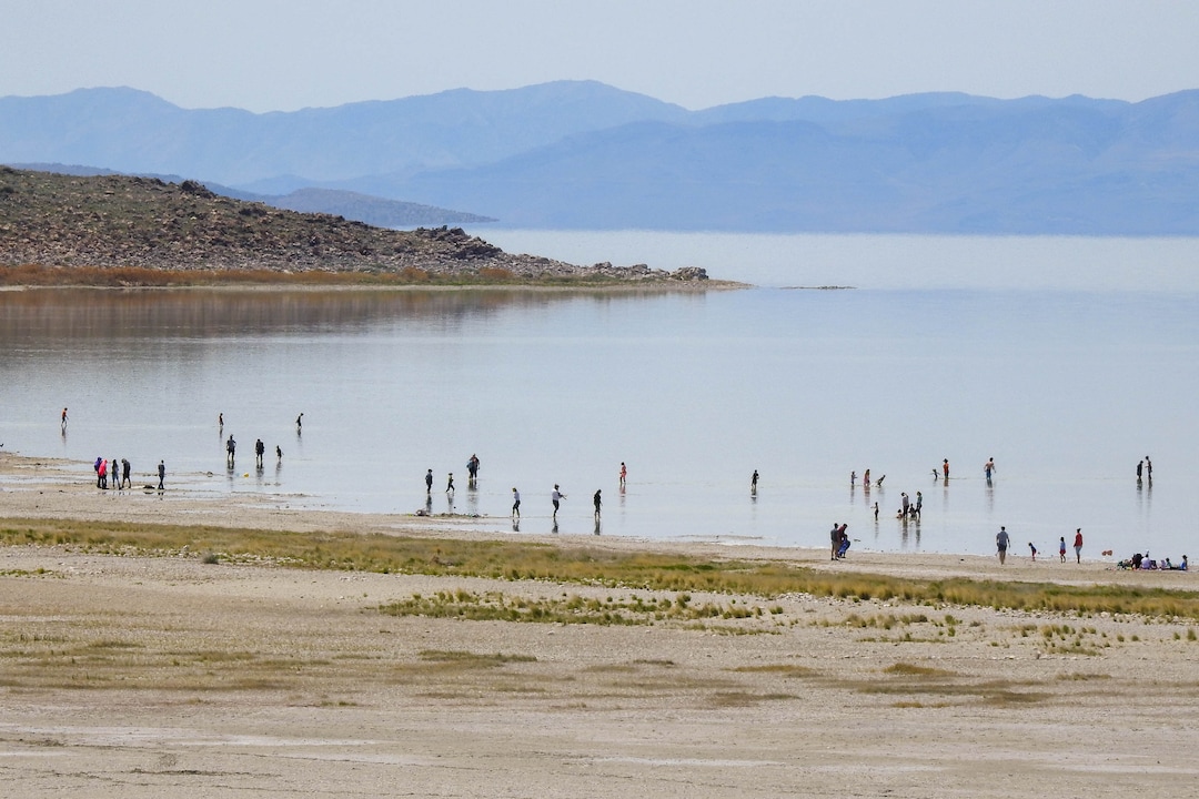 (Trent Nelson  |  The Salt Lake Tribune) Bridger Bay at Antelope Island State Park, on Saturday, April 25, 2020.