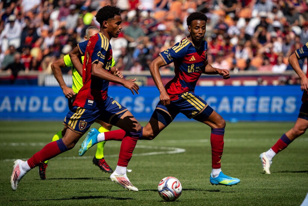(Trent Nelson  |  The Salt Lake Tribune) 
Real Salt Lake midfielder Zavier Gozo, left, controls the ball during a game against Sporting Kansas City in April. Gozo scored for RSL in a 2-1 win over the Colorado Rapids on Saturday night in Sandy.