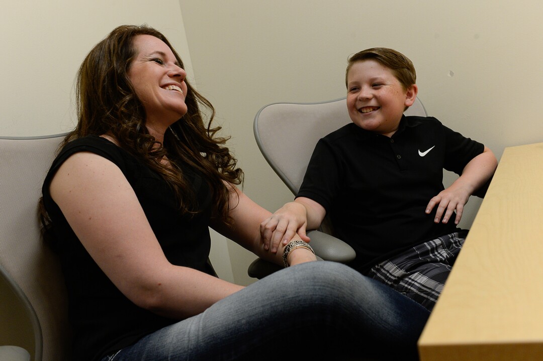 Francisco Kjolseth | The Salt Lake TribuneBryce Hortin, 11, of Syracuse talks about his interest in participating in a 10-year study through the University of Utah to monitor changes to his brain alongside his mother Telesa. A team will take MRI images of the brain, monitor other physical signs, and have kids take cognitive tests as well as their parents. 