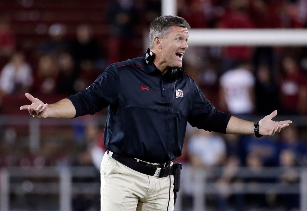 Utah coach Kyle Whittingham this week closed all Ute practices to the news media going forward because of published reports about player injuries. (AP Photo/Marcio Jose Sanchez)