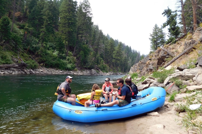Rafters rest alongside the Salmon River on August 19, 2017 near Stanley, Idaho. (Erin Alberty  |  The Salt Lake Tribune)