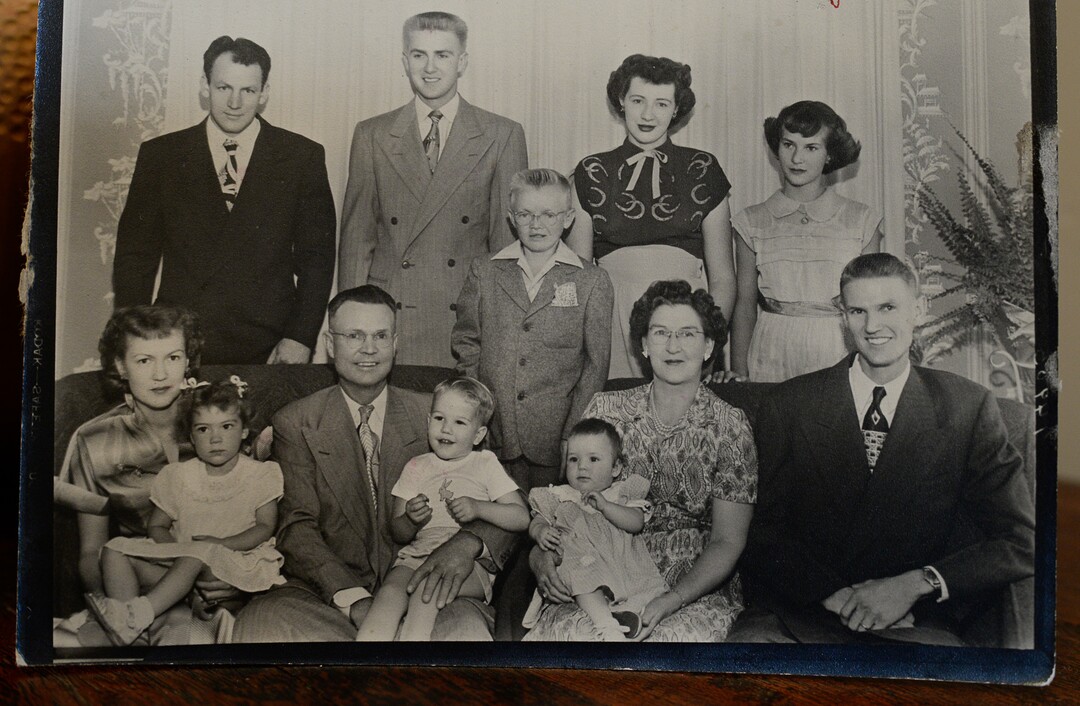 (Francisco Kjolseth  |  The Salt Lake Tribune)  Michael Bliss' father, Army 1st Lt. Clarence Bruce Bliss, far right, went missing in action in 1952 during the Korean War when the younger Bliss was 3 years old. Now the 70-year-old resident of Midway, UT, pictured on his grandfather's lap, center, is hoping the remains the North Korean government recently provided to the United States includes his father.