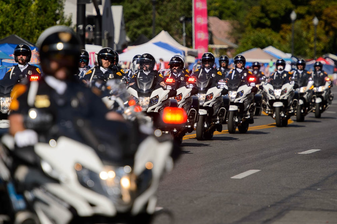 (Trent Nelson | The Salt Lake Tribune)  The Days of '47 Parade in Salt Lake City, Tuesday July 24, 2018. The Salt Lake Police Motor Squad.