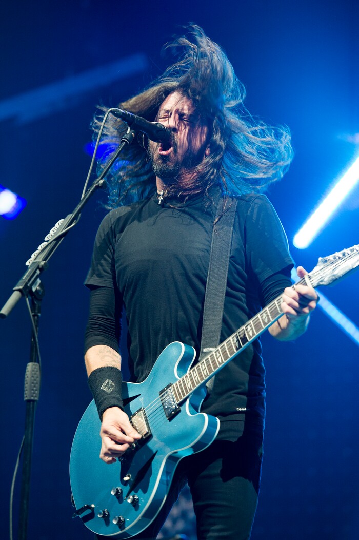 (Leah Hogsten  |  The Salt Lake Tribune)  The Foo Fighters rock the crowd at Vivint Smart Home Arena to debut their latest studio album, "Concrete and Gold" in Salt Lake City, December 12, 2017.