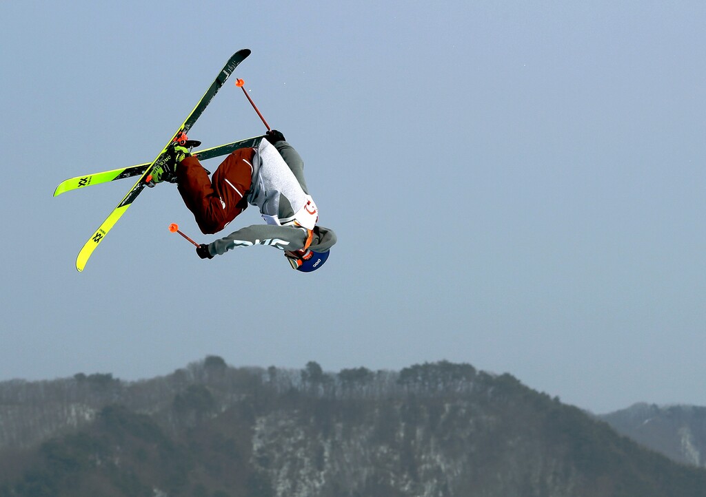 Nick Goepper, of the United States, jumps during the men's slopestyle final at Phoenix Snow Park at the 2018 Winter Olympics in Pyeongchang, South Korea, Sunday, Feb. 18, 2018. (AP Photo/Kin Cheung)