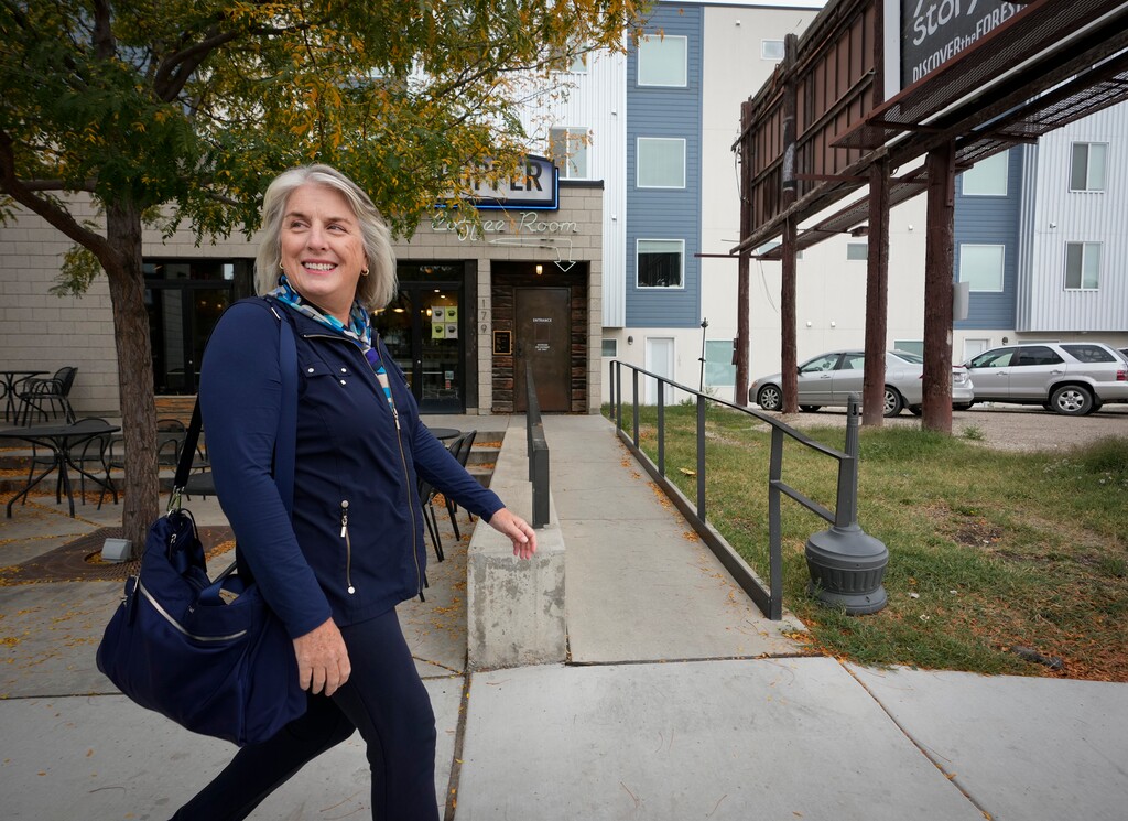 (Bethany Baker | The Salt Lake Tribune) Kerri Nakamara walks down West 900 South in the Central 9th neighborhood, an area that Nakamara moved into for its walkability, in Salt Lake City on Tuesday, Oct. 3, 2023.