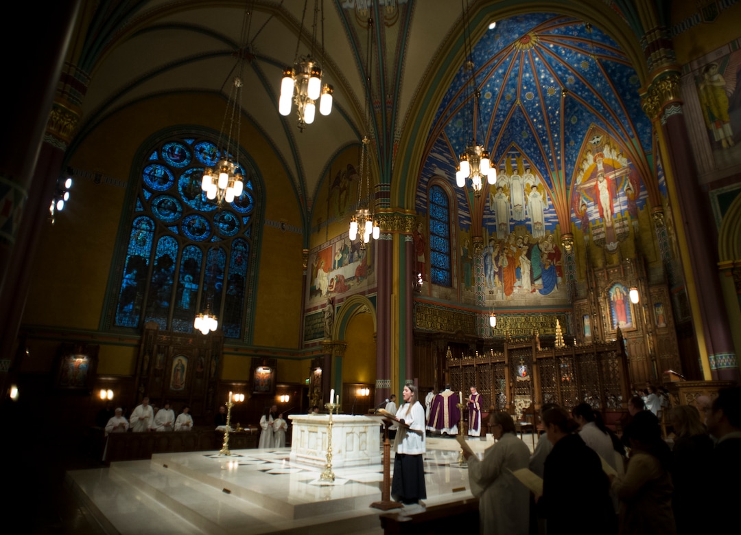 (Rick Egan  |  The Salt Lake Tribune)   The Choir sings the Processional Hymn during the Ash Wednesday Mass, at the Cathedral of The Madeleine, Wednesday, Feb. 14, 2018.