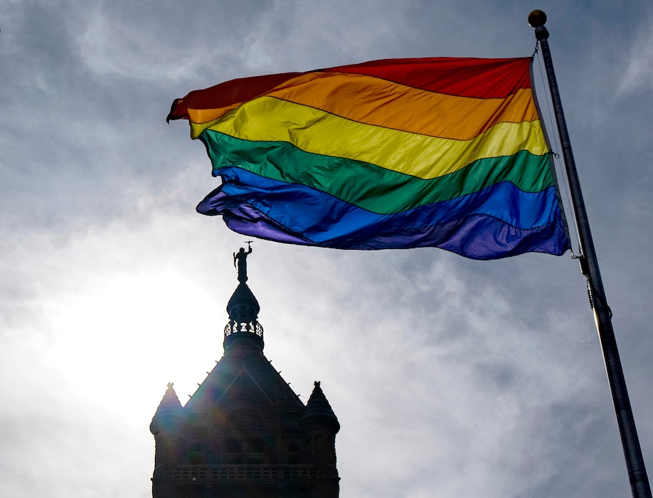 (Rick Egan | Salt Lake Tribune file photo) The pride flag flies over City Hall, on Tuesday, June 1, 2021. Students and parents recently spoke at a meeting of the Logan School District's Board of Education, to discuss whether or not to ban pride flags from public schools in that northern Utah city.