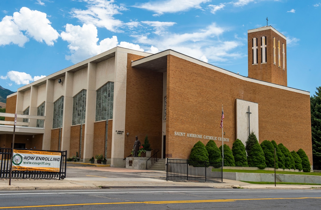 (Rick Egan  |  The Salt Lake Tribune)     St. Ambrose Church and J.E. Cosgriff Memorial Catholic School, Monday, July 29, 2019.