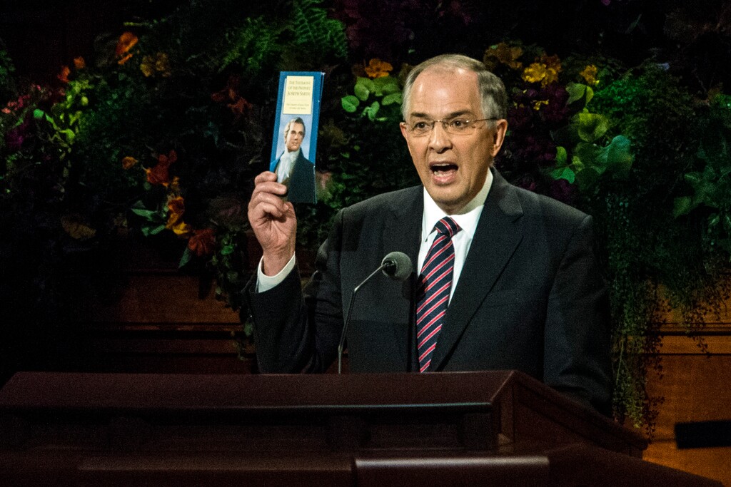 Chris Detrick | The Salt Lake Tribune
Elder Neil L. Andersen speaks during the afternoon session of the 184th Semiannual General Conference of The Church of Jesus Christ of Latter-day Saints at the Conference Center in Salt Lake City Saturday October 4, 2014.
