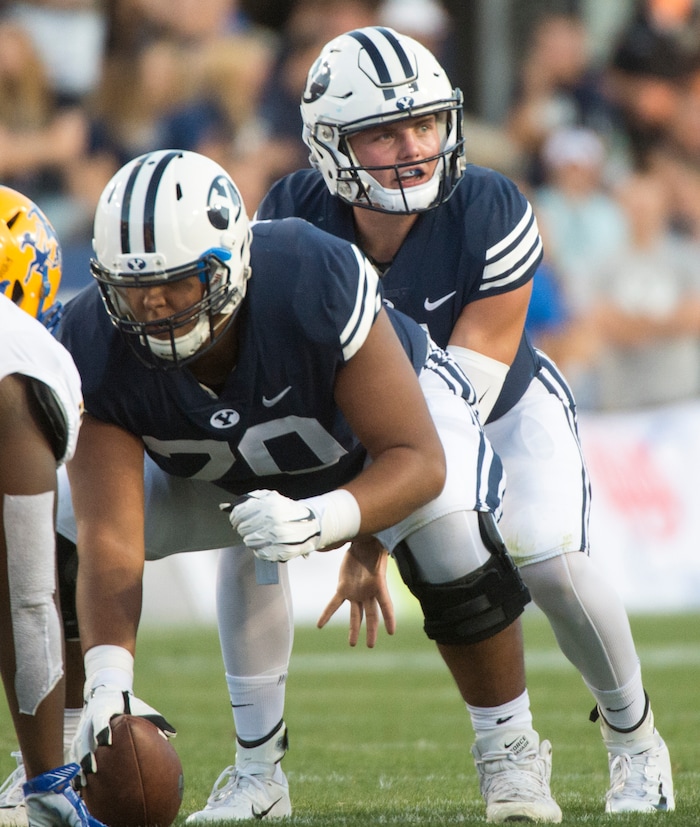 (Rick Egan  |  The Salt Lake Tribune)    Brigham Young Cougars quarterback Zach Wilson (11) in the 4th quarter of the game, as the Brigham Young Cougars led the McNeese State Cowboys 30-3, at Lavell Edwards Stadium, Saturday, Sept. 22, 2018.


