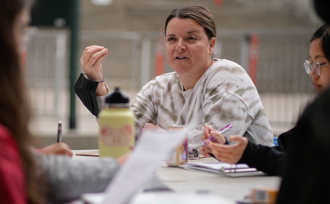 (Francisco Kjolseth | The Salt Lake Tribune) Community educator Katie Lawson, owner of Fungal Focus, teaches the fundamentals of mushrooms and how to grow them as part of a garden certification program at the Central Library in Salt Lake City on Saturday, April 16, 2022. 
