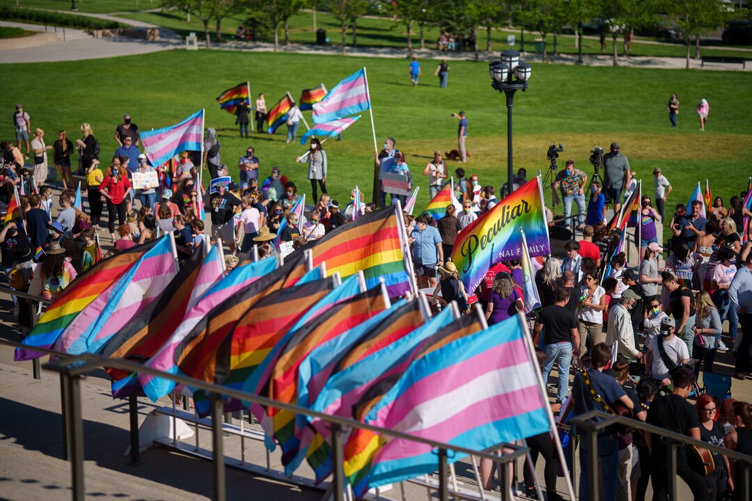 (Trent Nelson  |  The Salt Lake Tribune) A rally put on by Friends, Allies and Mentors of the LGBTQ+ Community, a nonprofit organization created by educators, at the state Capitol in Salt Lake City on Tuesday, May 18, 2021.