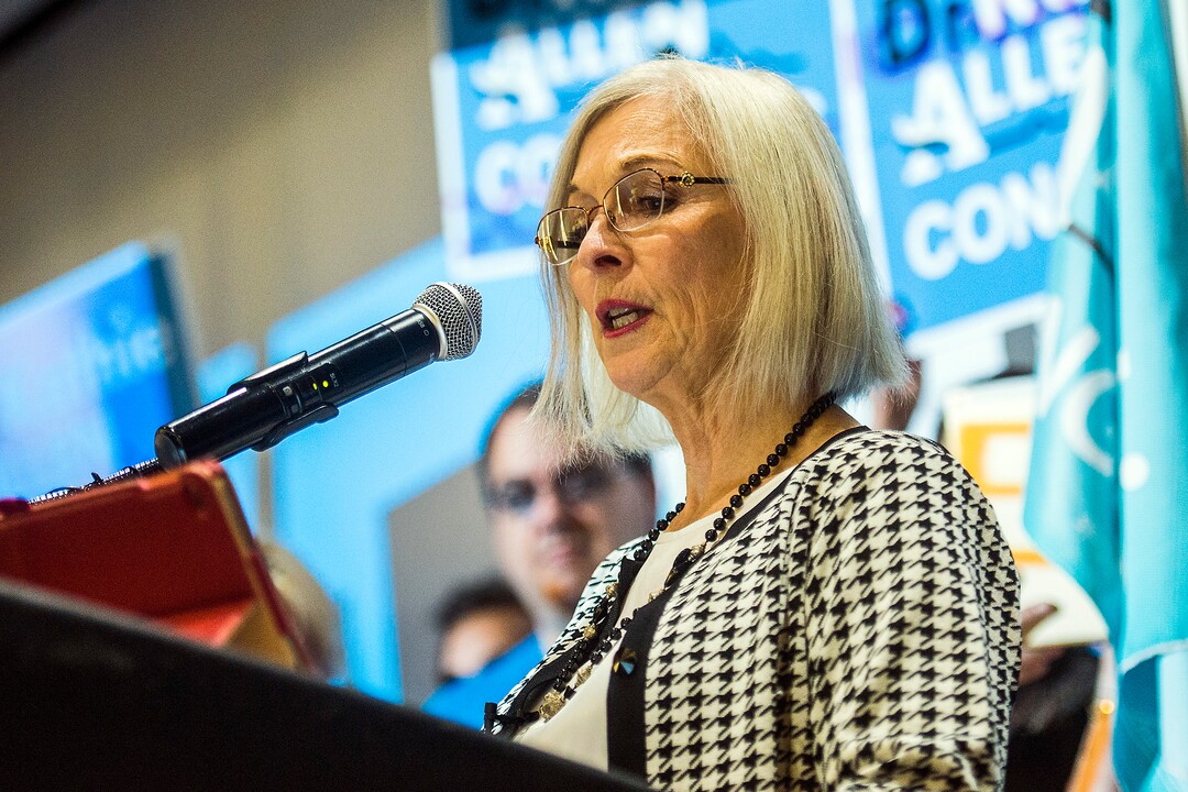 Chris Detrick  |  The Salt Lake TribuneThird congregational district candidate Dr. Kathie Allen speaks during the Utah State Democratic Party 2017 State Organizing Convention at Weber State University Shepard Union Saturday, June 17, 2017. 