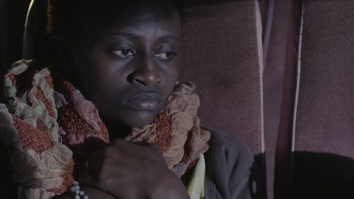 (courtesy Shorts International) A Christian woman (Adelyne Wairimu) rides on a bus in Kenya, through terrorist-held areas, in the short film "Watu Wote: All of Us," one of the five films nominated in the Live-Action Short Film category of the 90th Academy Awards.