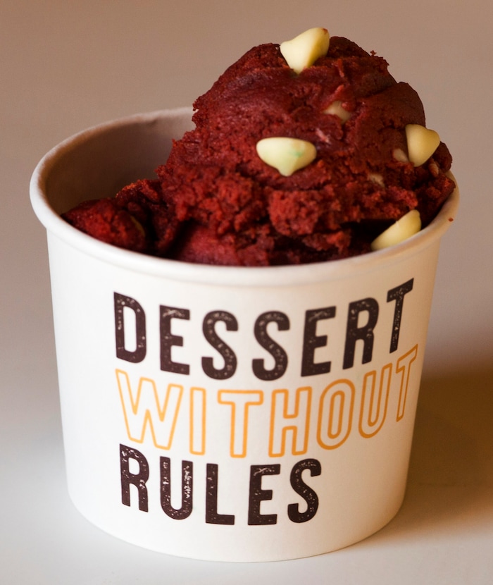 Rick Egan  |  The Salt Lake Tribune
Red Velvet cookie dough at Dough Co., a new dessert shop in Sugar House with the motto "dessert without rules." Monday, July 31, 2017.