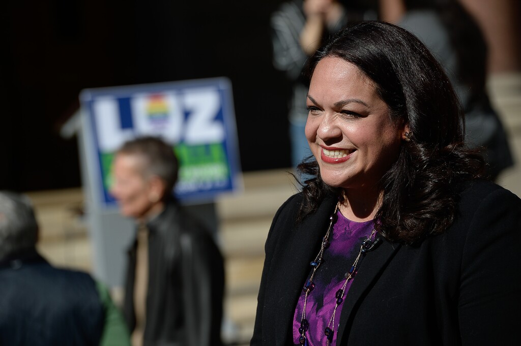 (Francisco Kjolseth  |  The Salt Lake Tribune)  Mayoral candidate Luz Escamilla speaks with the media after being endorsed by Salt Lake City Mayor Jackie Biskupski as the next mayor of the city during a press event at the Salt Lake City and County Building on Monday, Oct. 7, 2019.