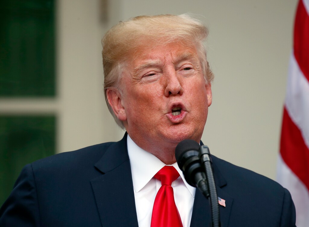 President Donald Trump speaks in the Rose Garden of the White House, accompanied by European Commission president Jean-Claude Juncker, Wednesday, July 25, 2018, in Washington.(AP Photo/Alex Brandon)