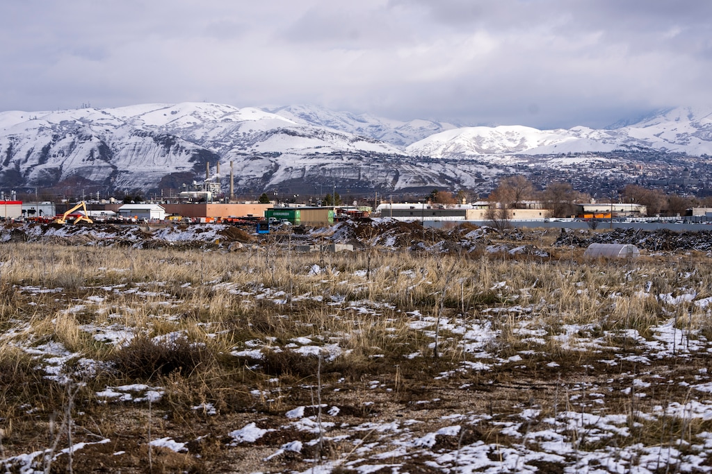 (Rick Egan | The Salt Lake Tribune) The site of Salt Lake City’s old landfill, pictured on Jan. 18, 2023, is to be developed into a “tiny home” community called The Other Side Village. The developers plan to build an 8-acre pilot phase this year on the least contaminated corner of the city property at 1850 W. Indiana Ave. The Other Side Academy must first remediate the site.
