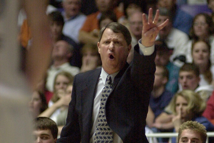 (Leah Hogsten | Tribune file photo) Brighton High School's head coach Jim Jimas during a game in March, 2000. Jimas helped BYU men’s basketball win in the 1966 NIT championship and then coached Hillcrest and Brighton high schools to prep championships. Jimas died July 9, 2019, at 74.