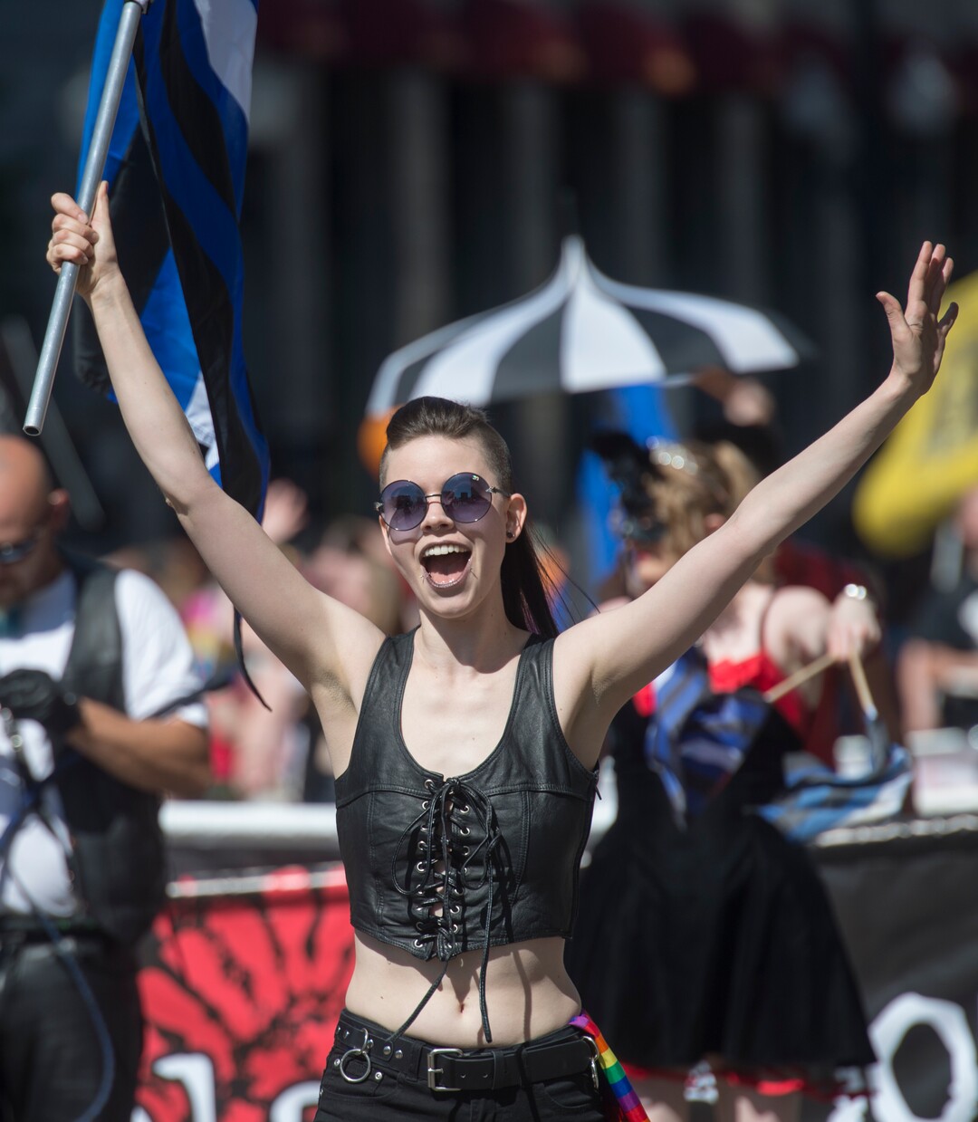 (Rick Egan  |  The Salt Lake Tribune)   Anna marches with Utah Leather Pride, in the Utah Pride Parade, in Salt Lake City, Sunday, June 3, 2018.