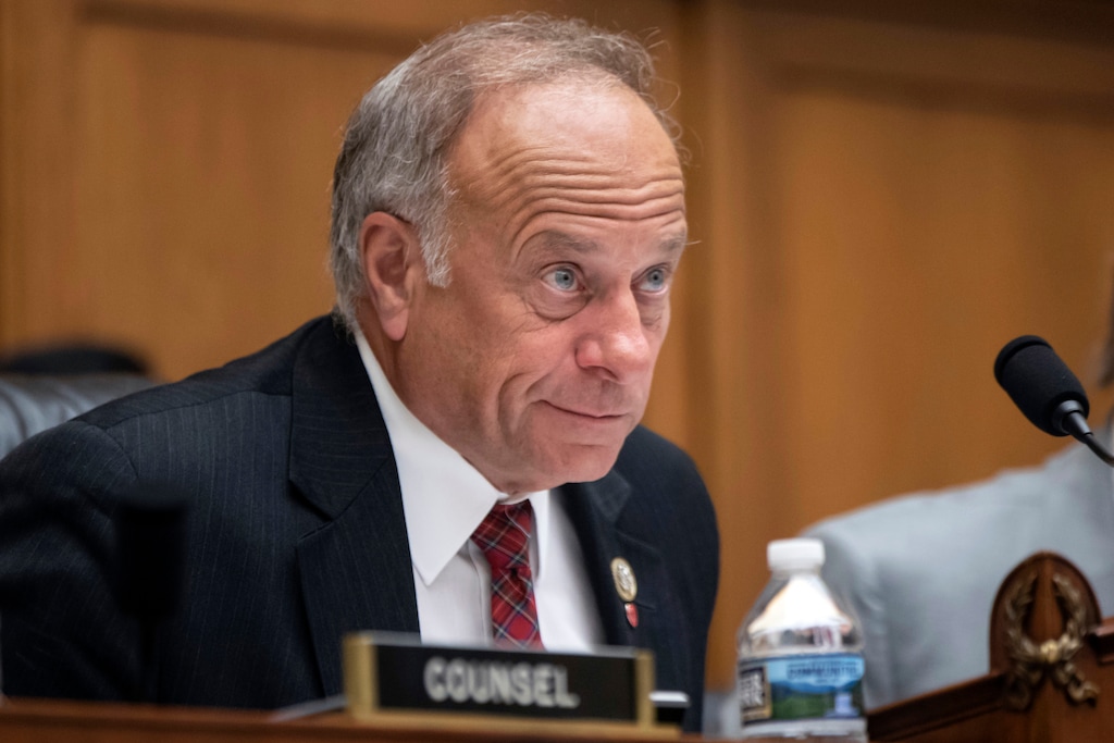 (J. Scott Applewhite | The Associated Press) In this June 8, 2018, file photo, Rep. Steve King, R-Iowa, at a hearing on Capitol Hill in Washington. King is coming under fire ahead of the midterm election as top Republican officials and campaign donors balk at standing with a Republican congressman who regularly espouses extreme views on race and immigration.