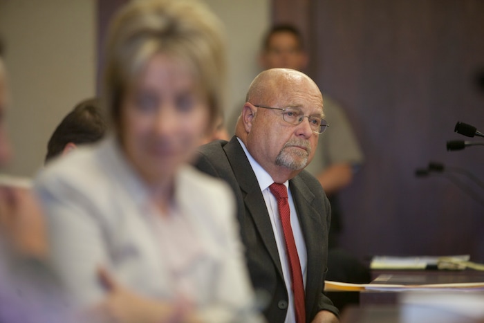 (Chris Caldwell  |  Pool Photo)  Defense lawyer Stephen Harris during the detention hearing and the initial appearance for the 16-year-old boy accused of bringing a bomb to Pine View High School. Wednesday, March 28, 2018.