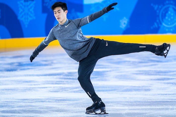 (Chris Detrick | The Salt Lake Tribune) Salt Lake City's Nathan Chen practices his Men's Single Skating Short Program for the Team Event at the Gangneung Ice Arena Thursday, February 8, 2018.
