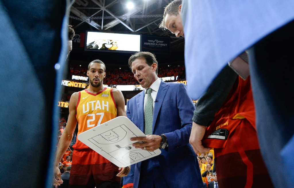 (Francisco Kjolseth  |  The Salt Lake Tribune)  Utah Jazz head coach Quin Snyder prior to Game 3 of a first-round NBA basketball playoff series against the Rockets in Salt Lake City, Saturday, April 20, 2019.