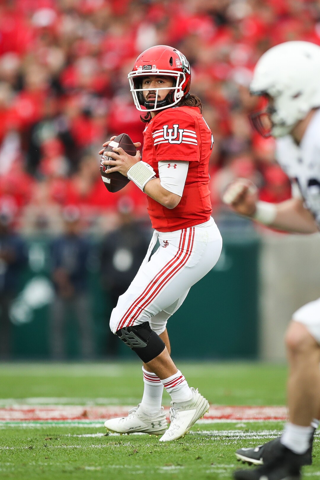 (Meg Oliphant | Special to The Tribune) Utah quarterback Cameron Rising (7) looks to pass in the second quarter against the Penn State Nittany Lions at Rose Bowl Stadium on Jan. 2, 2023 in Pasadena, California.