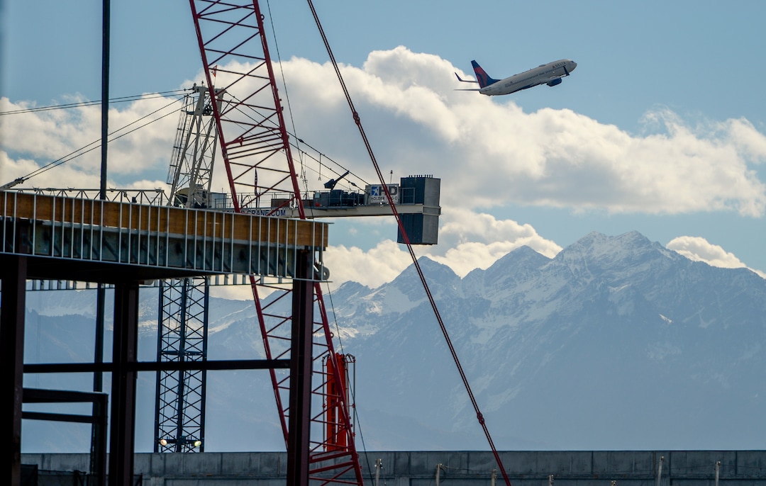 Leah Hogsten  |  The Salt Lake Tribune The new Salt Lake City International Airport expansion project, Monday, Oct. 22, 2018. The first phase construction of the $3.6 billion project is due to open in 700 days. Nearing completion is the new concourse for aircraft gates, an enclosed terminal, the steel skeleton of a new "gateway" building, a five-story parking garage and elevated roadways. 
