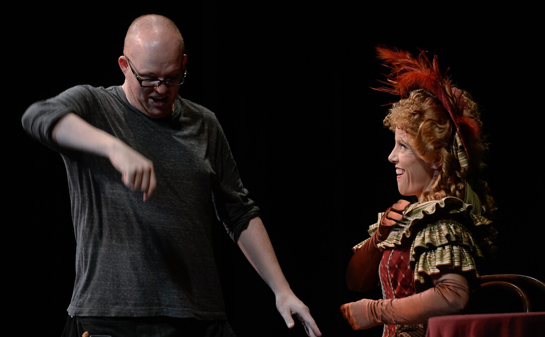 (Francisco Kjolseth  |  The Salt Lake Tribune)  Celena Shafer (Musetta) jokes around with hair and makeup artist Yancey Quick as Utah Opera's season opener, "La bohème," Puccini's popular tearjerker about starving artists in turn-of-the-century Paris, opens for five shows on Oct. 7, 2017.
