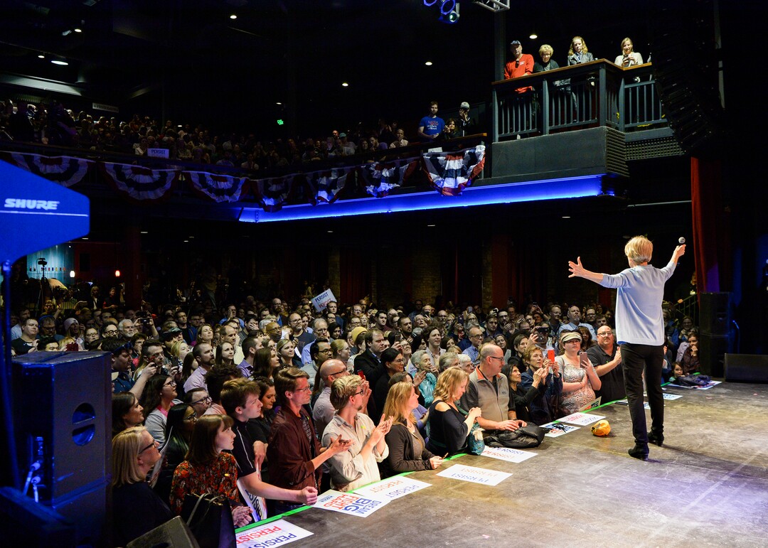 Leah Hogsten  |  The Salt Lake Tribune  Massachusetts Sen. Elizabeth Warren speaks to supporters at The Depot in Salt Lake City on Wednesday  April 17, 2019. Warren is a Democratic 2020 presidential candidate.   