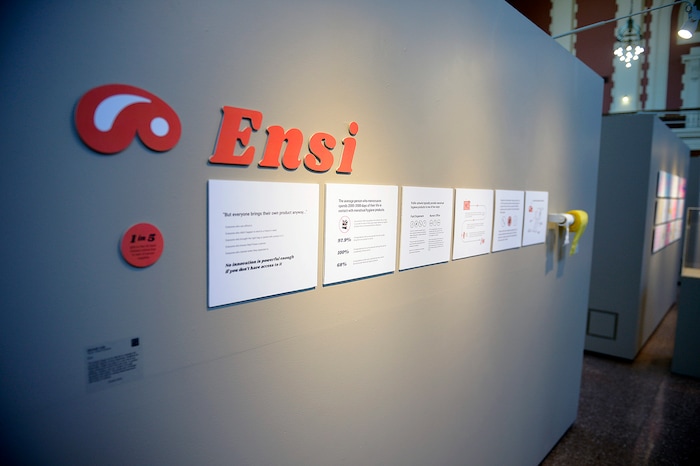 (Chris Samuels | The Salt Lake Tribune) Ensi, a redesign of a menstrual hygiene product dispenser, is on display at a showcase for Utah Design Arts at the Rio Grande Depot in Salt Lake City, Sept. 12, 2019.
