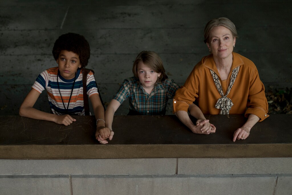This image released by Roadside Attractions shows Jaden Michael, from left, Oakes Fegley and Julianne Moore in a scene from "WonderStruck," which was featured at the Cannes Film Festival. (Mary Cybulski/Roadside Attractions via AP)