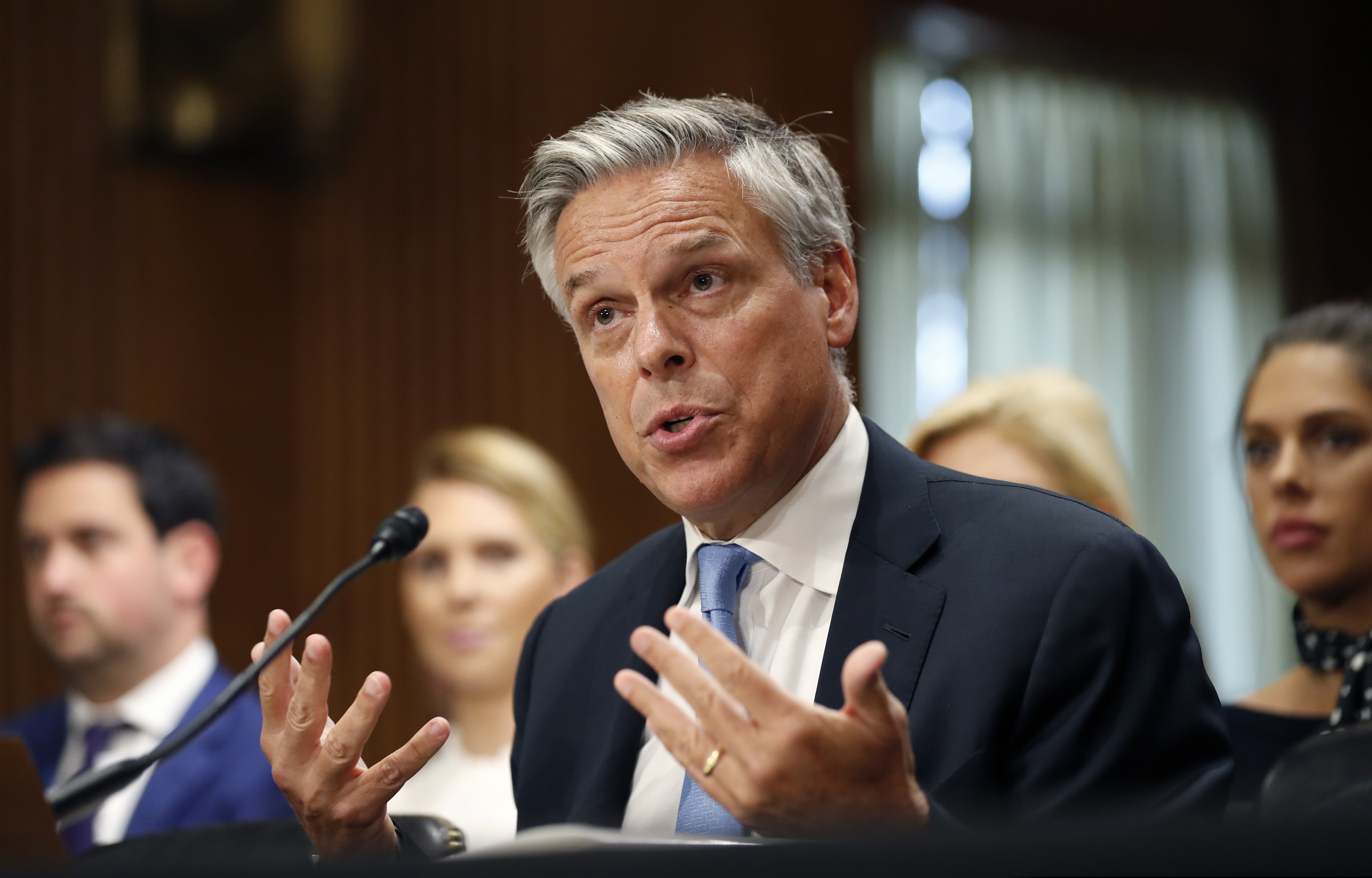(Alex Brandon | AP file photo) In this Sept. 19, 2017, file photo, former Utah Gov. Jon Huntsman testifies during a hearing of the Senate Foreign Relations Committee on his nomination to become the U.S. ambassador to Russia, on Capitol Hill in Washington. After a two-year stint, Huntsman recently resigned from his post and has moved back to Utah, where he is exploring a run for his old job as governor.
