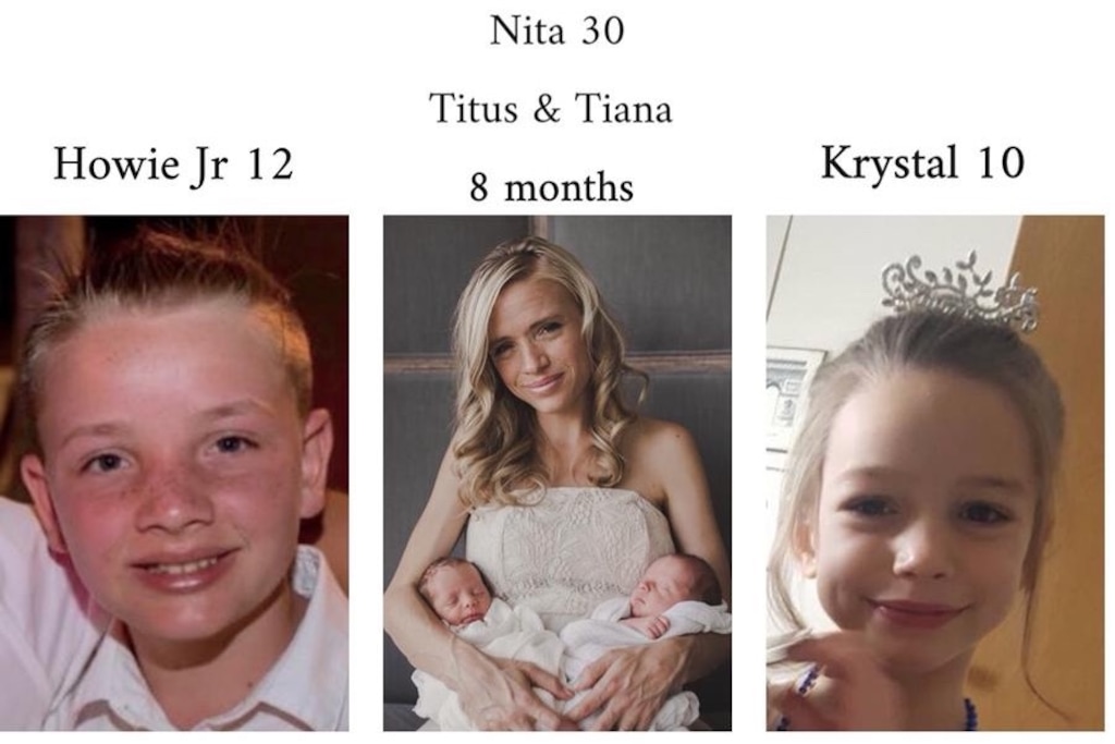(Courtesy Miller and Langford families) This illustration shows five of the victims killed in the Nov. 5, 2019, attacks in Mexico against U.S. citizens from La Mora, Sonora, Howard Jacob Miller Jr., 12; his mother, Marie Rhonita Miller, 30; her 8-month-old twins Titus and Tiana Miller; and her 10-year-old daughter Krystal Miller.