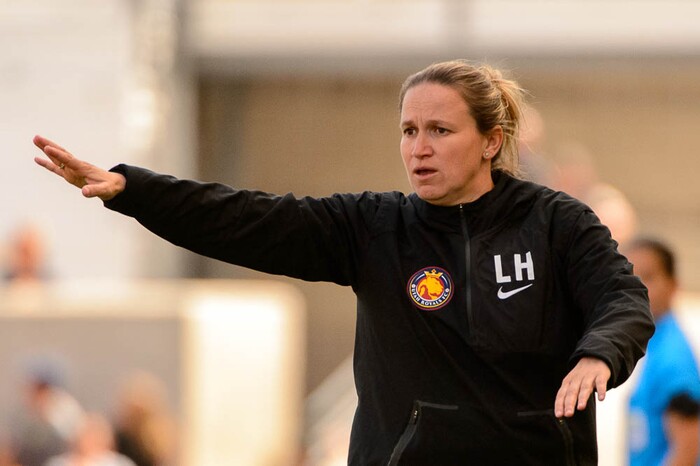 (Trent Nelson | The Salt Lake Tribune)  
Utah Royals FC hosts the Chicago Red Stars, at Rio Tinto Stadium in Sandy, Saturday April 14, 2018. Utah Royals head coach Laura Harvey.