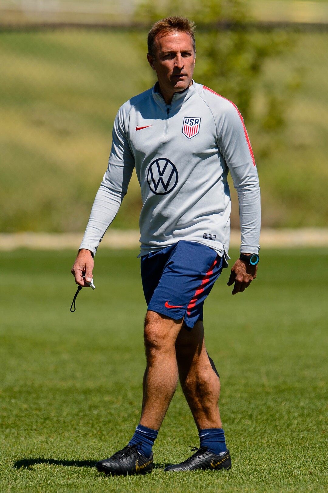 (Trent Nelson  |  The Salt Lake Tribune)Jason Kreis, former RSL coach, now head coach of the United States U-23 men's national soccer team, running practice in Herriman at the Real Salt Lake Training Academy on Wednesday June 12, 2019.