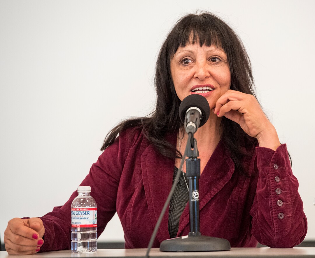 (Rick Egan  |  The Salt Lake Tribune)       Gina Salazar speaks as part of a survivors panel, during a "Love Heals" forum on sex trafficking at the St. Mark's Friday, March 23, 2018.