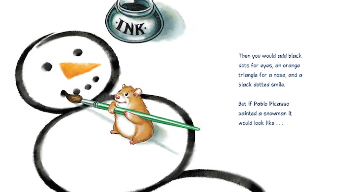 (Courtesy photo) Interior art from Amy and Greg Newbold's newest picture book, “If Picasso Painted a Snowman.”