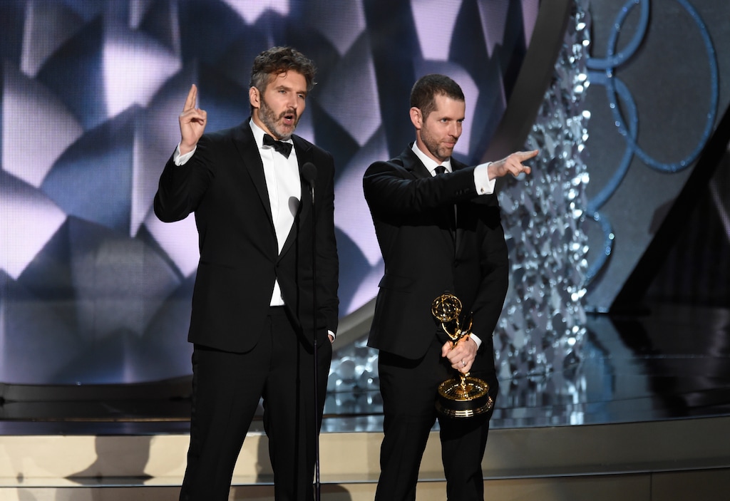(Chris Pizzello | Invision/AP file photo)David Benioff, left, and D.B Weiss accept the award for outstanding writing for a drama series for "Game of Thrones" in 2016. Don't be surprised if they're back up on stage on Sunday to accept more Emmys.
