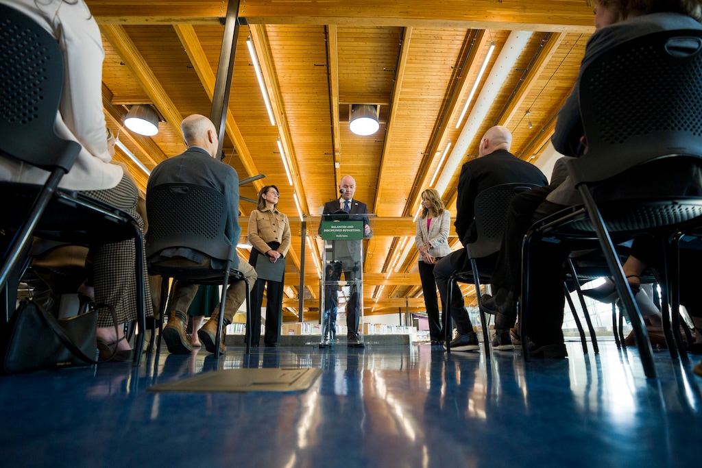 (Bethany Baker | The Salt Lake Tribune) Gov. Spencer Cox speaks during a news conference on the 2027 fiscal budget at Kearns Library in Kearns on Wednesday, Dec. 3, 2025.