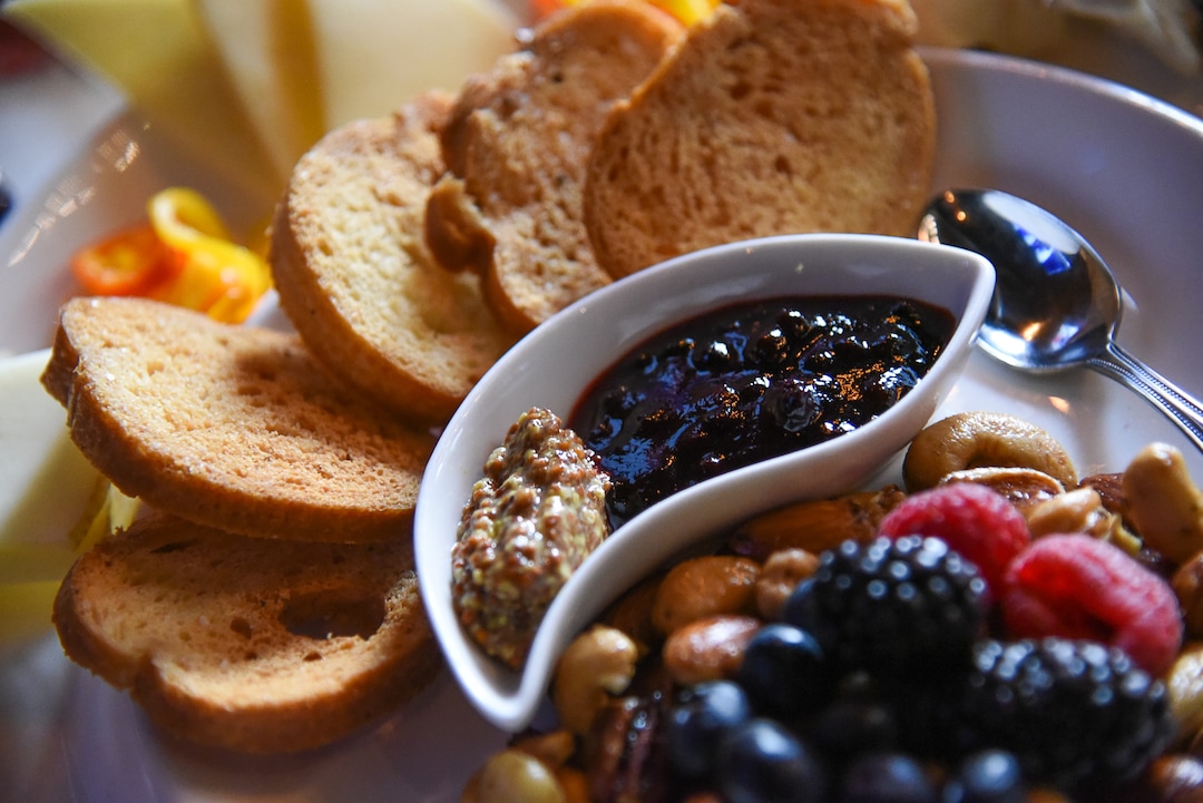 (Francisco Kjolseth  |  The Salt Lake Tribune)  La Charcuterie with a daily selection of local cheeses, fresh fruit, Mediterranean olives, pickles, baby peppers, house nuts, gran mustard, huckleberry serrano jam and grilled baguette at the new London Belle Supper Club, a new Salt Lake City bar named after Belle London, a famous Utah madam, at 321 S. Main.