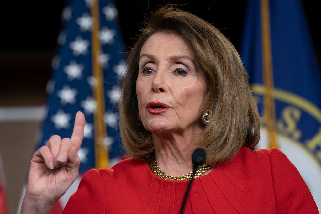 FILE - In this April 4, 2019 file photo, Speaker of the House Nancy Pelosi, D-Calif., talks during a news conference on Capitol Hill in Washington. On the same day that House Speaker Nancy Pelosi urged rank-and-file Democrats to proceed with relative caution after the release of special counsel Robert Mueller’s report, Massachusetts Sen. Elizabeth Warren doubled down on her impeachment calls. (AP Photo/J. Scott Applewhite)