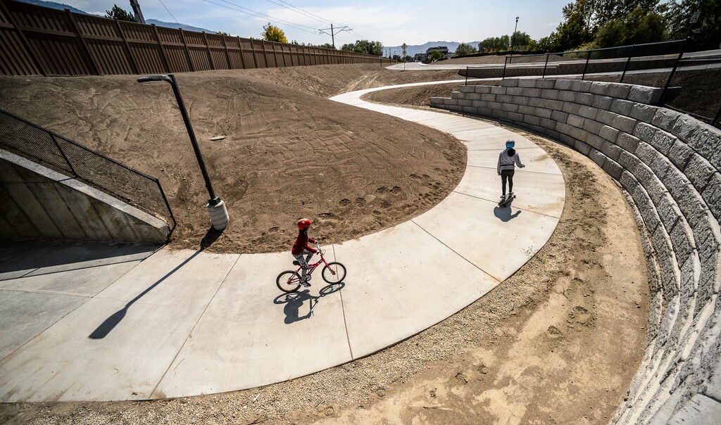 (Trent Nelson  |  The Salt Lake Tribune) A new multi-use path under the TRAX lines in Sandy connects 10200 South and the Dimple Dell and Sandy Rail Trails on Thursday, Sept. 10, 2020.