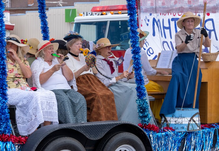 (Rick Egan | The Salt Lake Tribune) 
The Panguitch Rhythm band, established in 1936, play a tune in the Pioneer Day Parade in Panguitch, on Saturday, July 23, 2022.