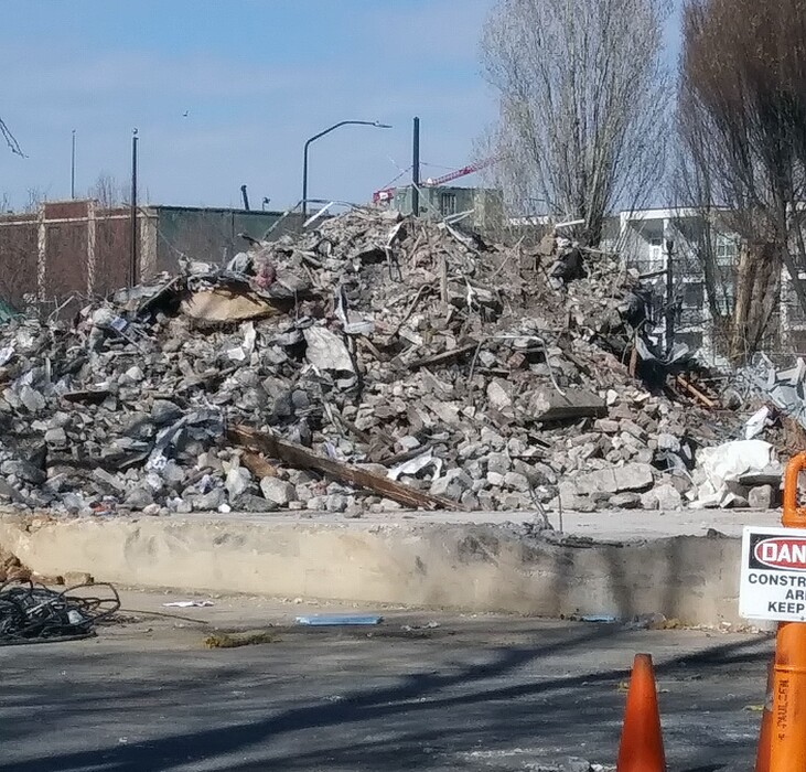 (Photo courtesy Kip Yost) Wreckage of the demolished Road Home shelter on Rio Grande Ave. in Salt Lake City.