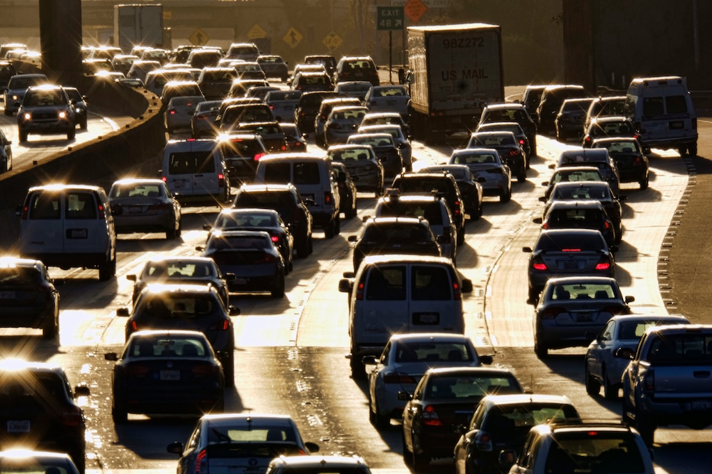 (Richard Vogel | AP photo)

In this Nov. 15, 2016, photo, morning rush hour traffic moves along the southbound lanes along US 101 near downtown Los Angeles.