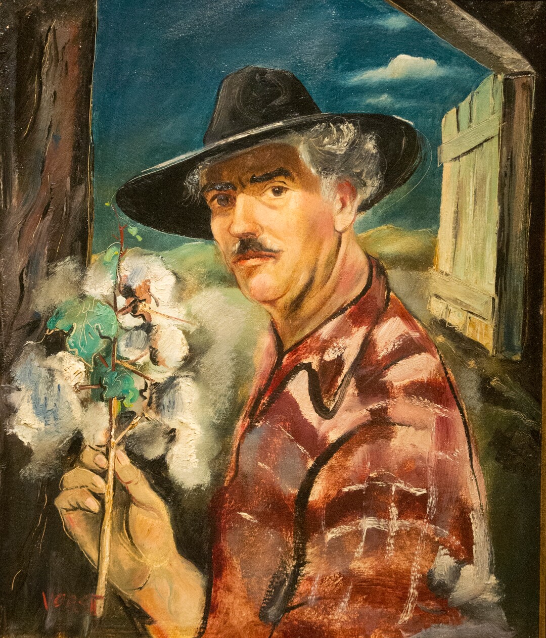 (Rick Egan  |  The Salt Lake Tribune)   Self-Portrait with Cotton, by Joseph Paul Vorst, in new exhibit titled: “Joseph Paul Vorst: A Retrospective,” which will run from November 9, 2017, through April 15, 2018, at the LDS Church History Museum. Thursday, November 9, 2017.